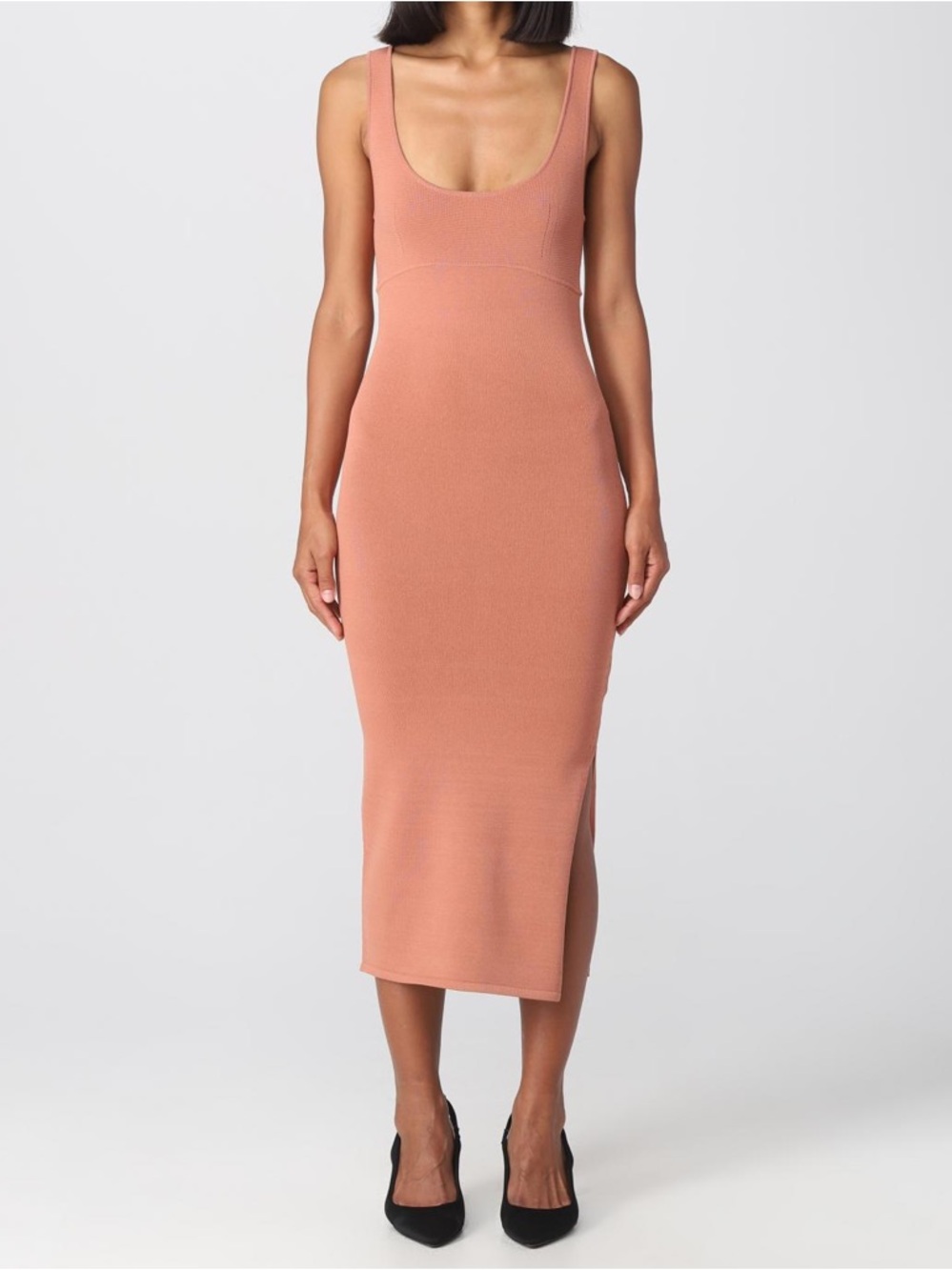 Calvin Klein Sleeveless Midi Dress in blush pink